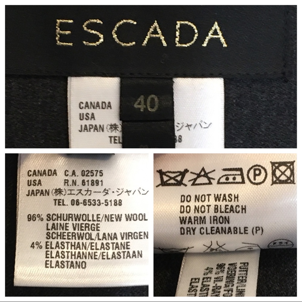 Escada Womens Gray A Line Skirt Split Panel Wool Stretch size 40 US 10 Medium - Picture 7 of 8